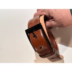 Men's Brown Genuine Leather Buckle Belt made in Italy Size 38